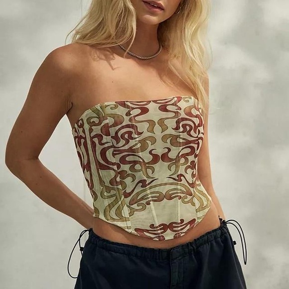 Miaou Tops - Miaou x Urban Outfitters Strapless Patterned Corset